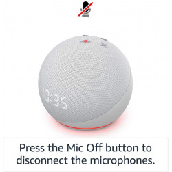 Echo Dot 4th Generation, Speaker with clock and Alexa - Glacier White