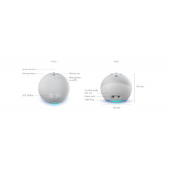 Alexa, Echo Dot Generatia a 4-a , cu ceas, asistent vocal inteligent - Glacier White