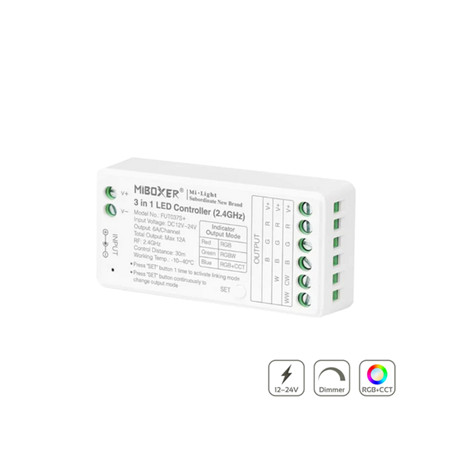 MIBOXER FUT037 CONTROLER INTELIGENT 24GHZ WIRELESS PENTRU BANDA LED RGB 1 CANAL 10A